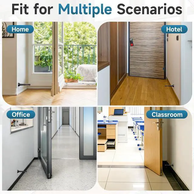 Alt view image 7 of 7 - 6PCS Black Door Stoppers for Wall, Spring Door Stop for Bottom of Door 4.33 Inch Aluminum Matte Black Doorstop With Silicone Tip, Screw & Adhesive Installation
