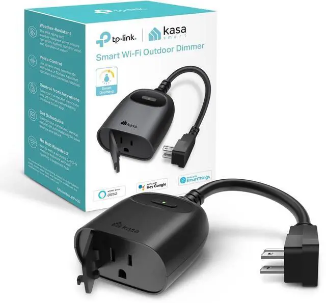 Main image of Outdoor Smart Dimmer Plug, IP64 Plug- in Dimmer for Outdoor String Lights, Compatible with Alexa, Google Assistant & SmartThings, Long Wi-Fi Range 2.4Ghz, No Hub Required, ETL Certified(KP405)