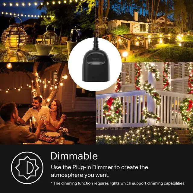 Alt view image 4 of 5 - Outdoor Smart Dimmer Plug, IP64 Plug- in Dimmer for Outdoor String Lights, Compatible with Alexa, Google Assistant & SmartThings, Long Wi-Fi Range 2.4Ghz, No Hub Required, ETL Certified(KP405)