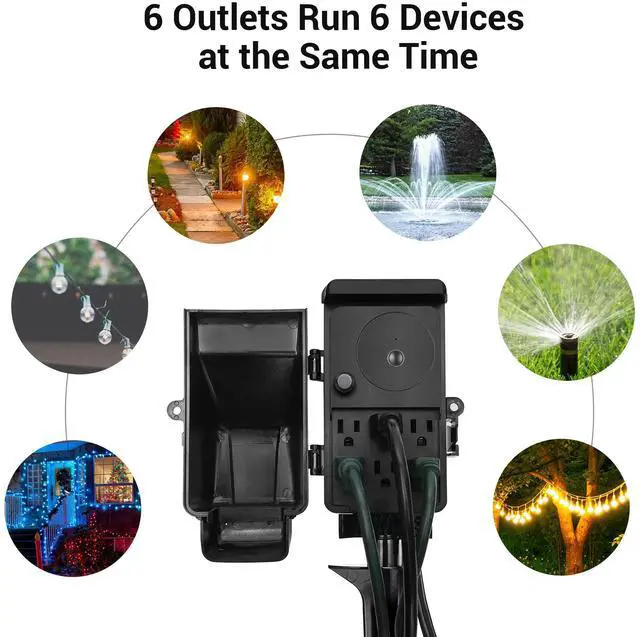 Alt view image 6 of 7 - WiFi Smart Yard Stake Plug with 6 Outlets, Voice Control, Waterproof Power Stake Timer with 6Ft Cord, Alexa&Google Assistant Compatible, 1875W/15A, for Outdoor Decoration Lights