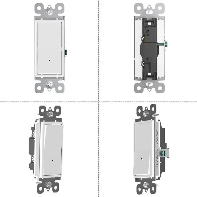 Alt view image 7 of 7 - 2 Pack Illuminated Light Switch,Paddle Rocker Wall Switch with LED Night Light, Automatic On/Off Sensor, Single Pole, 15Amp 120/277Volt, White