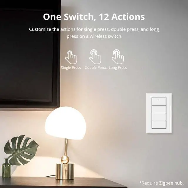Alt view image 5 of 7 - Wireless Zigbee Smart Button, 4-Way Remote Control Button Switch for Smart Home Devices, Scene Controller, Compatible with Tuya, Home Assistant, Homey, Hubitat, Requires Tuya Zigbee Hub