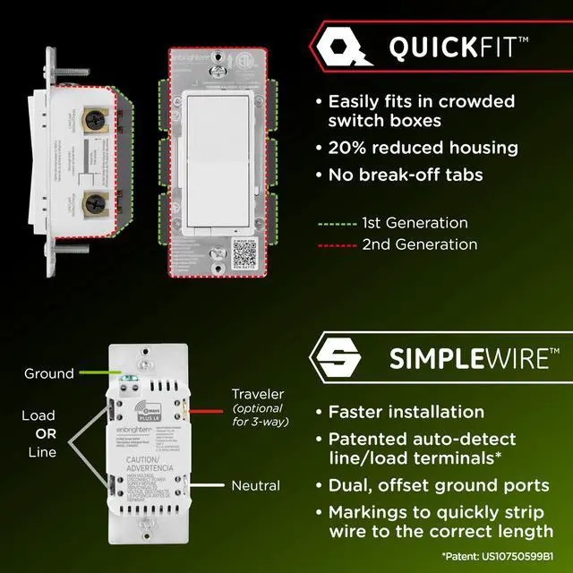 Alt view image 3 of 7 - Z-Wave Long Range On/Off Switch, 800 Series, Paddle | QuickFit & SimpleWire, Direct 3-Way (No Add-On Needed), White or Light Almond, Hub Required, Works with Alexa & Google Home