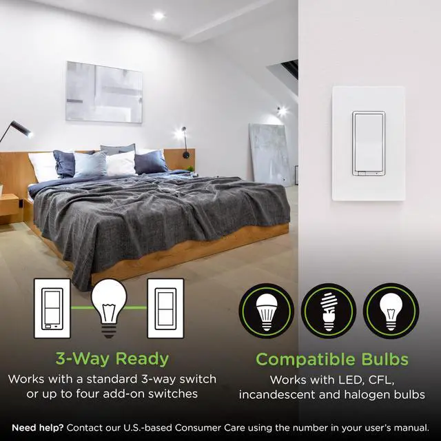 Alt view image 5 of 7 - Z-Wave Long Range On/Off Switch, 800 Series, Paddle | QuickFit & SimpleWire, Direct 3-Way (No Add-On Needed), White or Light Almond, Hub Required, Works with Alexa & Google Home