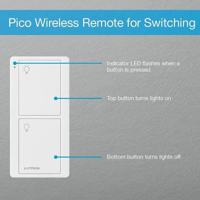 Alt view image 4 of 4 - Pico Remote for Caseta Smart Switch, 2-Button Control , On/Off Control, For Table Top or Wallmount Use, PJ2-2B-GWH-L01, White