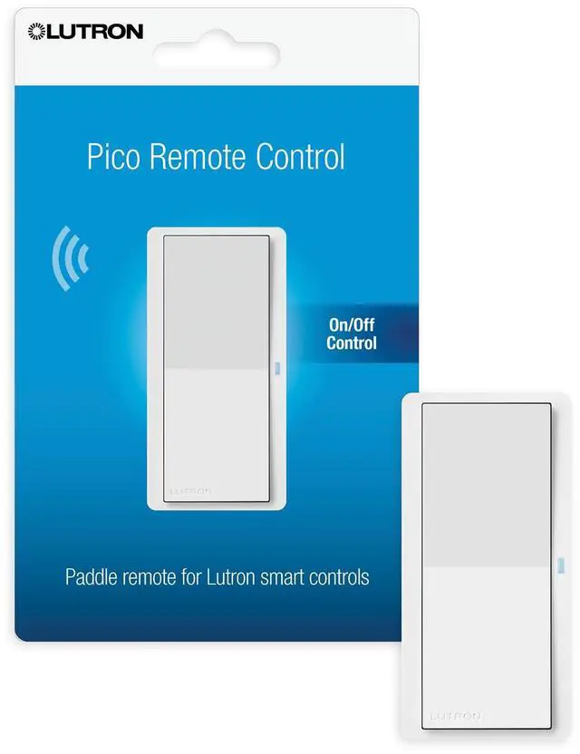 Main image of Paddle Pico Remote for Caseta Smart Dimmers/Switches | Wireless Remote with On/Off/Preset control, for table top or wallmount use, PJ2-P2B-GWH, White