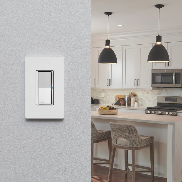 Alt view image 7 of 7 - Paddle Pico Remote for Caseta Smart Dimmers/Switches Wireless Remote with On/Off/Preset control, for table top or wallmount use, PJ2-P2B-GWH, White
