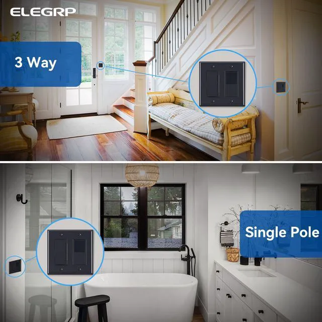 Alt view image 6 of 6 - Digital Dimmer Light Switch for 300W Dimmable LED/CFL Lights and 600W Incandescent/Halogen, Single Pole/3-Way LED Slide Dimmer Light Switch, Wall Plate Included, UL Listed, 6 Pack, Matte Black