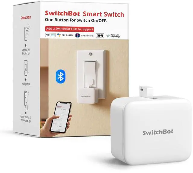 Main image of Smart Switch Button Pusher (Bluetooth) Fingerbot for Rocker Switch/One-Way Buttons, App Timer Control, No Wiring, Optional Hub Required for Voice/Remote, White
