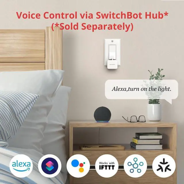 Alt view image 5 of 7 - Smart Switch Button Pusher (Bluetooth) Fingerbot for Rocker Switch/One-Way Buttons, App Timer Control, No Wiring, Optional Hub Required for Voice/Remote, White