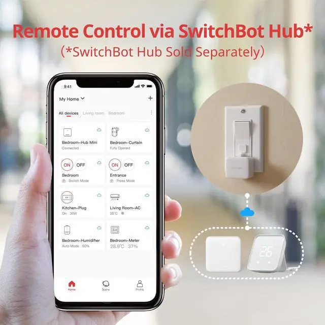 Alt view image 6 of 7 - Smart Switch Button Pusher (Bluetooth) Fingerbot for Rocker Switch/One-Way Buttons, App Timer Control, No Wiring, Optional Hub Required for Voice/Remote, White