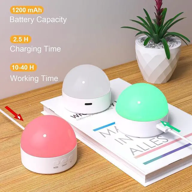 Alt view image 3 of 7 - Portable Night Light, Rechargeable Dimmable 8 Color Lighting (2pcs)