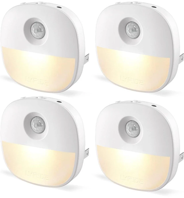 Main image of Plug in Night Light with Motion Sensor and Dusk to Dawn Sensor, Dimmable Warm Nightlight with 1-50lm Adjustable Brightness Indoor for Bedroom, Bathroom, Stairs, Hallway, 4 Pack