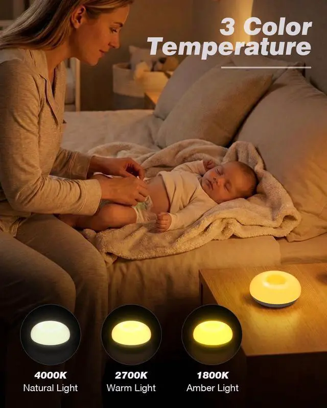 Alt view image 5 of 7 - Baby Night Light, 0 Blue-Light Nursery Egg Light for Breastfeeding, Flip Design, Soft BPA Free, 3 Colors & Dimming, Rechargeable Portable Touch Nightlight for Kids Toddler