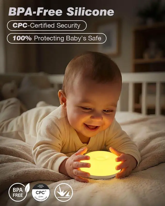 Alt view image 6 of 7 - Baby Night Light, 0 Blue-Light Nursery Egg Light for Breastfeeding, Flip Design, Soft BPA Free, 3 Colors & Dimming, Rechargeable Portable Touch Nightlight for Kids Toddler
