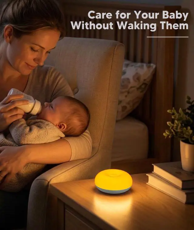 Alt view image 2 of 7 - Baby Night Light for Nursery | Upgraded Flip Design with 1800K Amber Glow for Breastfeeding & Diaper Changes | Dimmable Silicone Egg Lamp, Brightness Memory, Child Lock, USB-C Rechargeable Nightlight