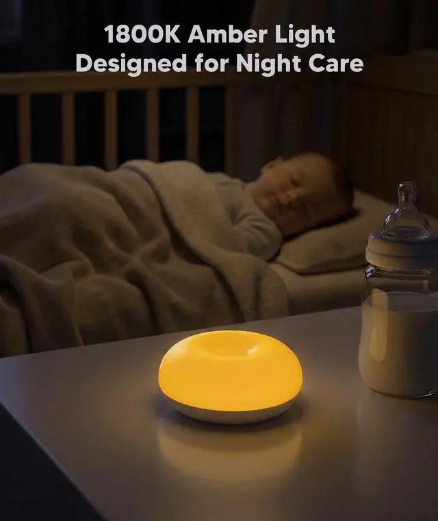 Alt view image 3 of 7 - Baby Night Light for Nursery | Upgraded Flip Design with 1800K Amber Glow for Breastfeeding & Diaper Changes | Dimmable Silicone Egg Lamp, Brightness Memory, Child Lock, USB-C Rechargeable Nightlight