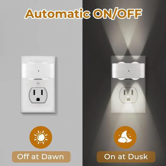 Alt view image 2 of 7 - LED Night Lights Plug into Wall,Dusk to Dawn Auto-On/Off Night Light 5000K