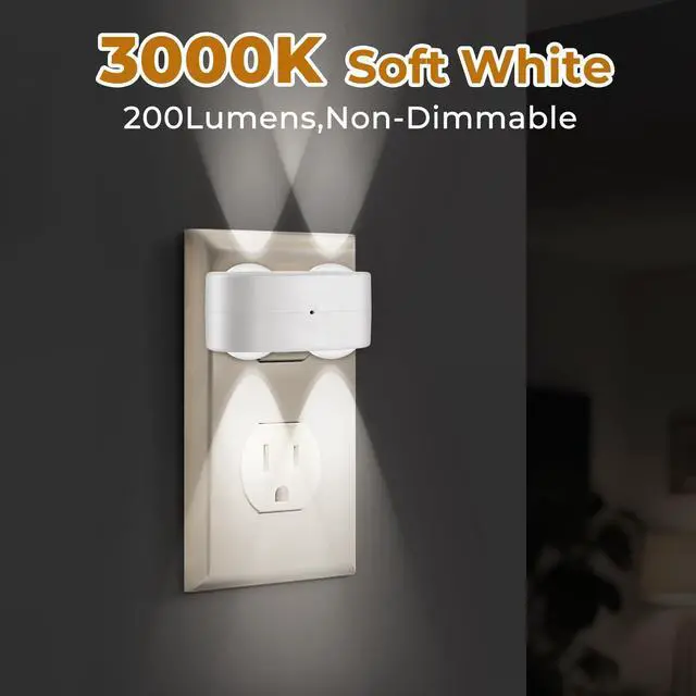 Alt view image 6 of 7 - LED Night Lights Plug into Wall,Dusk to Dawn Auto-On/Off Night Light 5000K