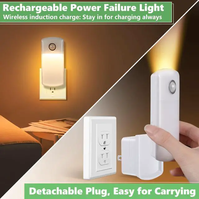 Alt view image 5 of 7 - 6 Pack Emergency Power Failure Night Lights, Motion Sensor Night Light, Automatic Dusk to Dawn, Emergency Lights for Home, Bedrooms, Hallways, Black Outs, Rechargeable