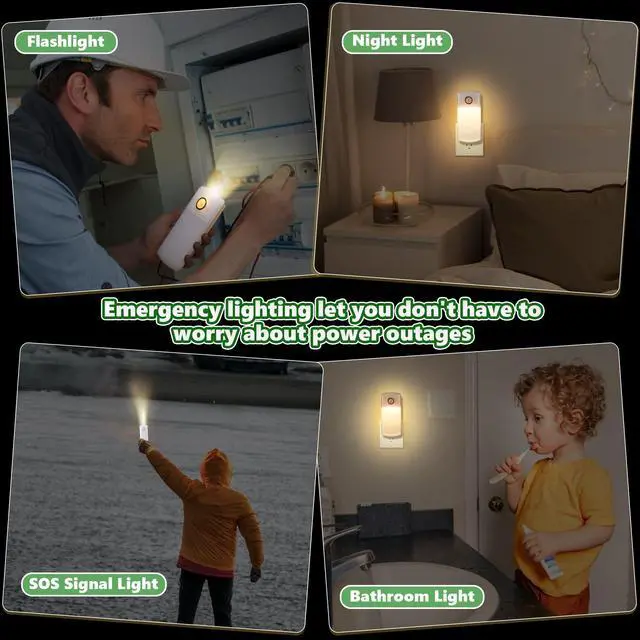 Alt view image 7 of 7 - 6 Pack Emergency Power Failure Night Lights, Motion Sensor Night Light, Automatic Dusk to Dawn, Emergency Lights for Home, Bedrooms, Hallways, Black Outs, Rechargeable