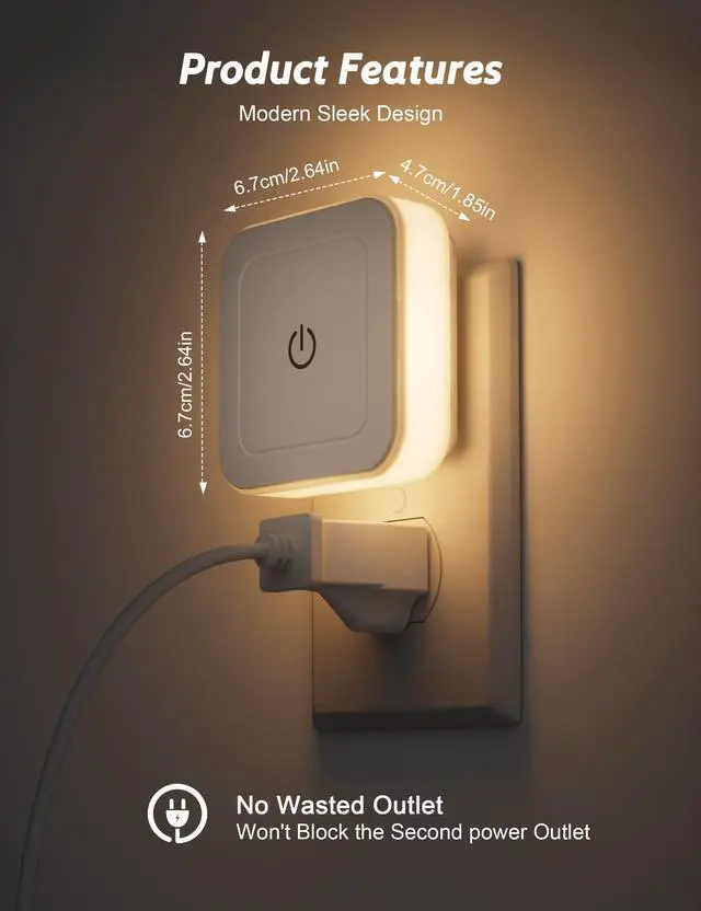 Alt view image 6 of 7 - Night Light, 4 Pack 1-50LM Stepless Dimming LED Night Light with 3CCT (3000K/4500K/6500K), Night Lights Plug into Wall for Adults, Bedroom, Bathroom, Hallway, Kitchen, Kids, No Light Sensor
