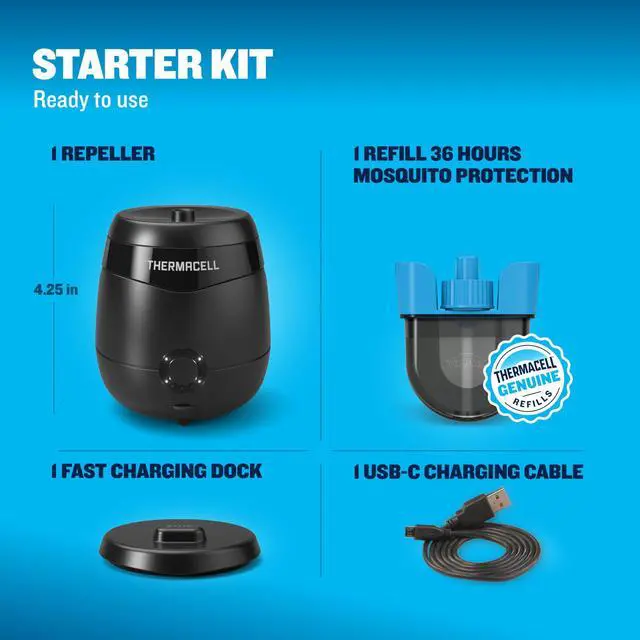 Alt view image 7 of 7 - Mosquito Repellent E-Series Rechargeable Repeller; Patio Shield 20 Mosquito Protection Zone; Includes 36-Hr Repellent Refill; No Flame or Scent; Bug Spray and Bug Zapper Alternative