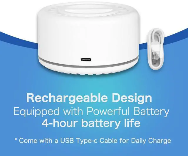 Alt view image 4 of 7 - Rechargeable Mosquito Repeller with Night Light, Plant-Based Refill, 30ft Protection Zone, USB-C Powered, Indoor Outdoor Use for Camping, Patio, Travel (2 Refills)