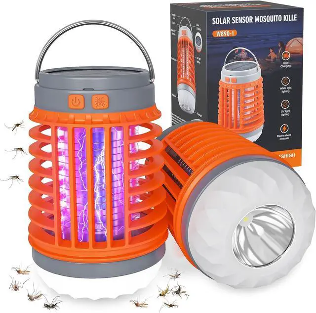Main image of 2 Pack Solar Bug Zapper Outdoor Waterproof Mosquito Zappers for Patio, 3 in 1 Cordless Rechargeable Mosquitoes Repellent Outdoor Patio Flashlight, Mosquito Killer Indoor - Orange