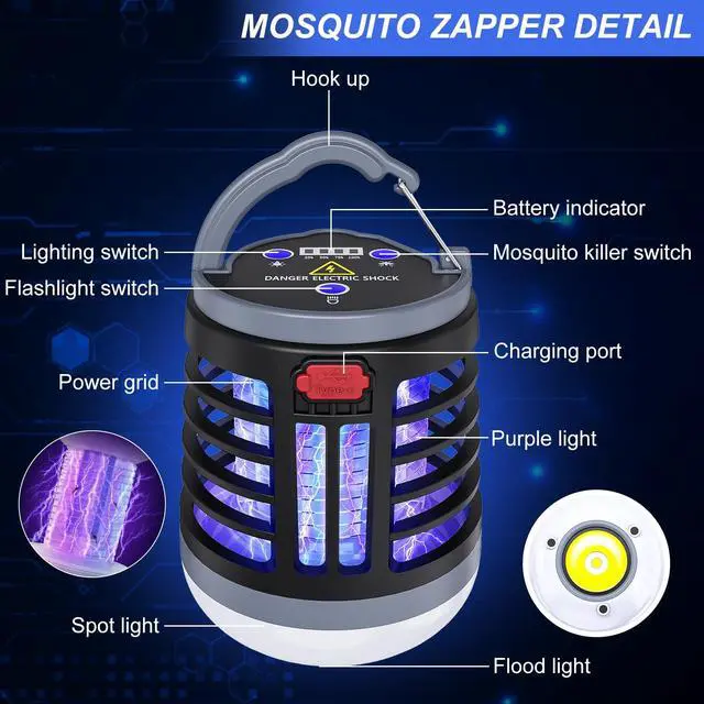Alt view image 4 of 7 - 3 in 1 Indoor Bug Outdoor Mosquito Zapper, USB Rechargeable Mosquito Killer