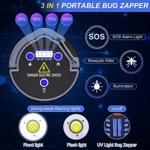Alt view image 5 of 7 - 3 in 1 Indoor Bug Outdoor Mosquito Zapper, USB Rechargeable Mosquito Killer
