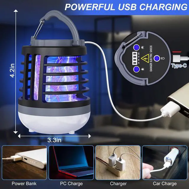 Alt view image 6 of 7 - 3 in 1 Indoor Bug Outdoor Mosquito Zapper, USB Rechargeable Mosquito Killer