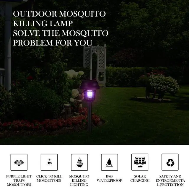 Alt view image 3 of 7 - 4 Pcs Solar Bug Zapper Waterproof Mosquito Killer Solar Light Power Repellent Lamp for Moth, Gnat, Fly, Small Flying Insect Indoor Outdoor Garden Patio, Purple & White (Plastic, Black)