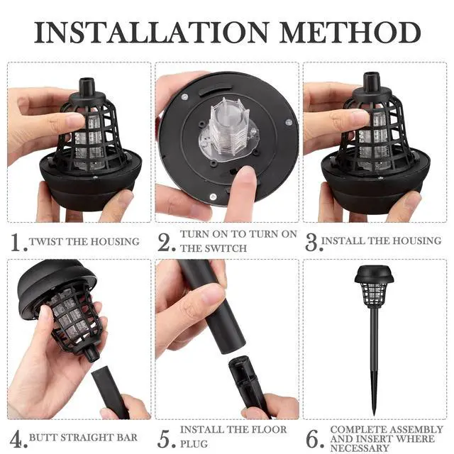 Alt view image 6 of 7 - 4 Pcs Solar Bug Zapper Waterproof Mosquito Killer Solar Light Power Repellent Lamp for Moth, Gnat, Fly, Small Flying Insect Indoor Outdoor Garden Patio, Purple & White (Plastic, Black)