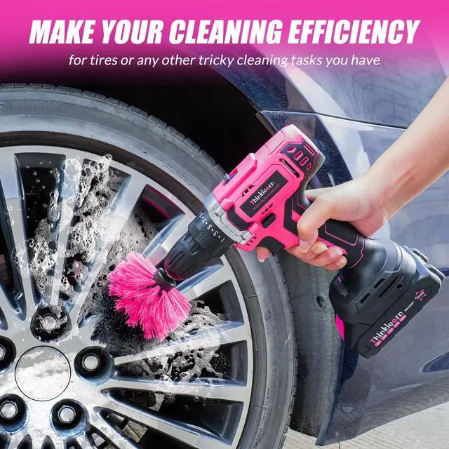 Alt view image 6 of 7 - 20V Pink Cordless Drill Set - Power Drill/Driver Kit with Drill Brush, Bit Set, 3/8" Keyless Chuck, 2 Variable Speed, 25+1 Torque Setting, Battery and Charger Included, Electric Drill for Home