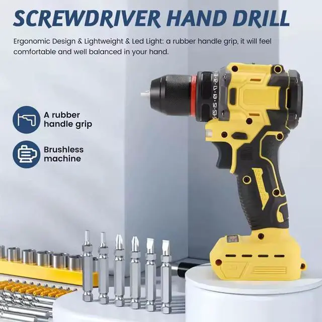 Alt view image 2 of 7 - Brushless Drill Driver Compatible for Dewalt 20V Battery (No Battery), Cordless 2 Speed (0-450/1800RPM), 25+1 Torque, 3/8" Keyless Chuck for Home Repair