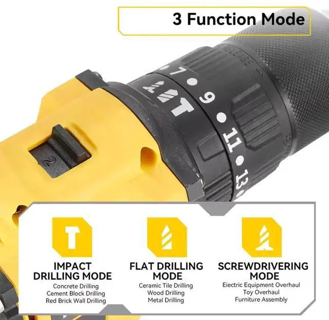 Alt view image 3 of 7 - Brushless Drill Driver Compatible for Dewalt 20V Battery (No Battery), Cordless 2 Speed (0-450/1800RPM), 25+1 Torque, 3/8" Keyless Chuck for Home Repair