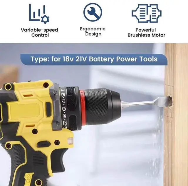 Alt view image 5 of 7 - Brushless Drill Driver Compatible for Dewalt 20V Battery (No Battery), Cordless 2 Speed (0-450/1800RPM), 25+1 Torque, 3/8" Keyless Chuck for Home Repair
