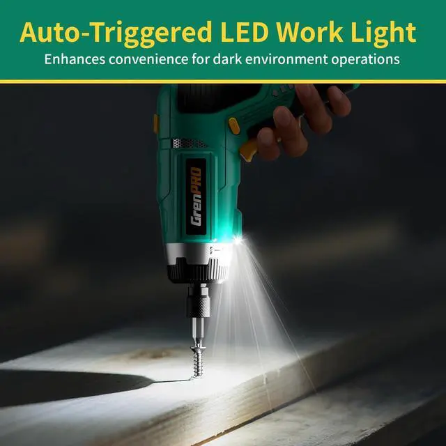 Alt view image 6 of 7 - 3.6V Cordless Electric Screwdriver, 2-Position Handle, 15+1 Torque 5Nm, LED Light, 44pcs Kit, Rechargeable Power Screwdriver Set for Home DIY Repair