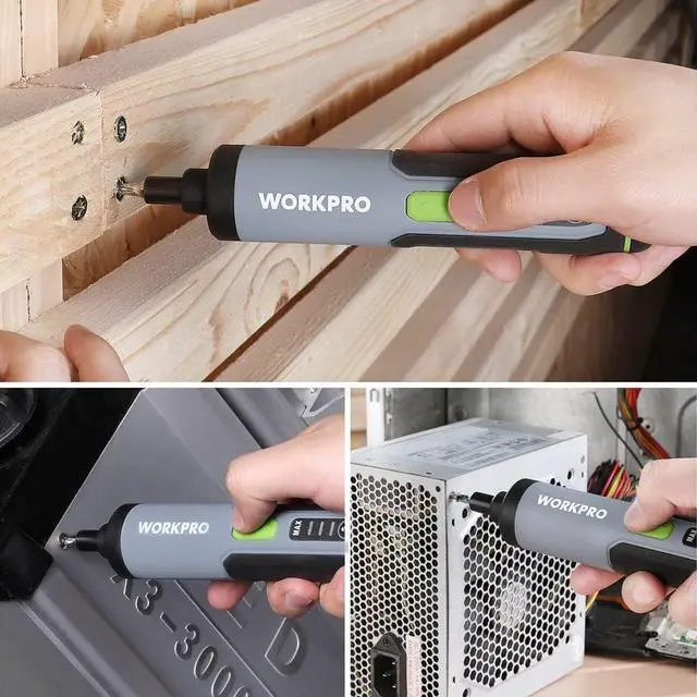 Alt view image 7 of 7 - 4V Electric Screwdriver, Rechargeable Cordless Screwdriver Set with 35 Bits, Extension Rod, USB Charging Cable in Carrying Case, LED Light, Black Gray