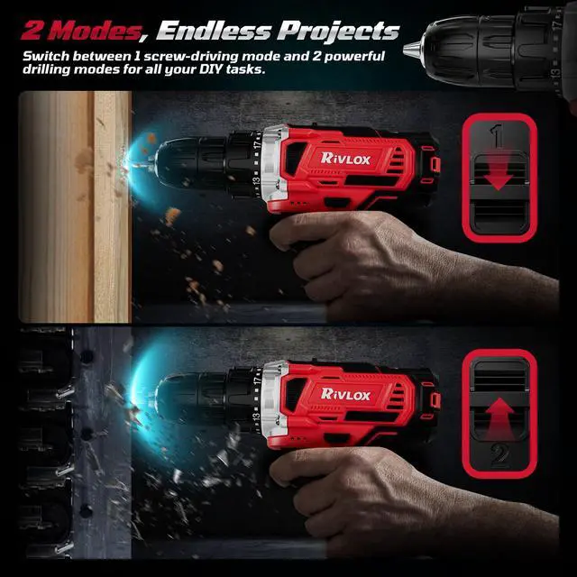 Alt view image 5 of 7 - 20V Cordless Drill Set,Electric Power Drill Cordless,Power Drill Drivers