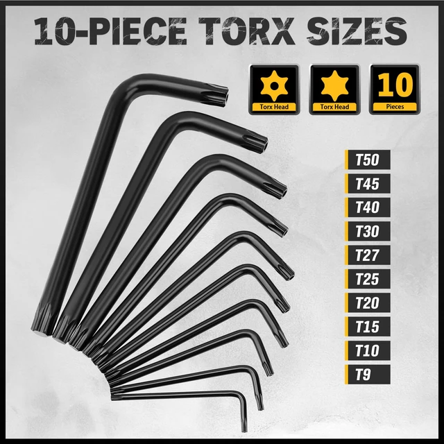 Alt view image 3 of 7 - Hex Key Allen Wrench Set: 41-Piece Hex and Torx Key Set with Torque Handle, Standard SAE(0.028"-3/8") & Metric(0.7mm-10mm) & Torx(T9-T50) in Storage Case, Heat Treated Chrome Vanadium Steel