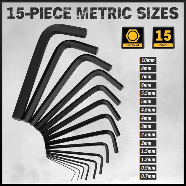 Alt view image 3 of 7 - 31-Piece Hex Key Set - Allen Wrench Set, SAE and Metric Allen Keys MM(0.7mm-10mm) SAE(0.028"-3/8) Heat-Treated, Torque Handle, High Leverage, Long & Short Keys, Easy Organization