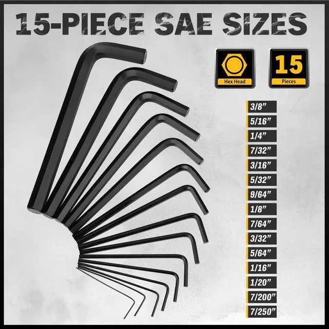 Alt view image 4 of 7 - 31-Piece Hex Key Set - Allen Wrench Set, SAE and Metric Allen Keys MM(0.7mm-10mm) SAE(0.028"-3/8) Heat-Treated, Torque Handle, High Leverage, Long & Short Keys, Easy Organization