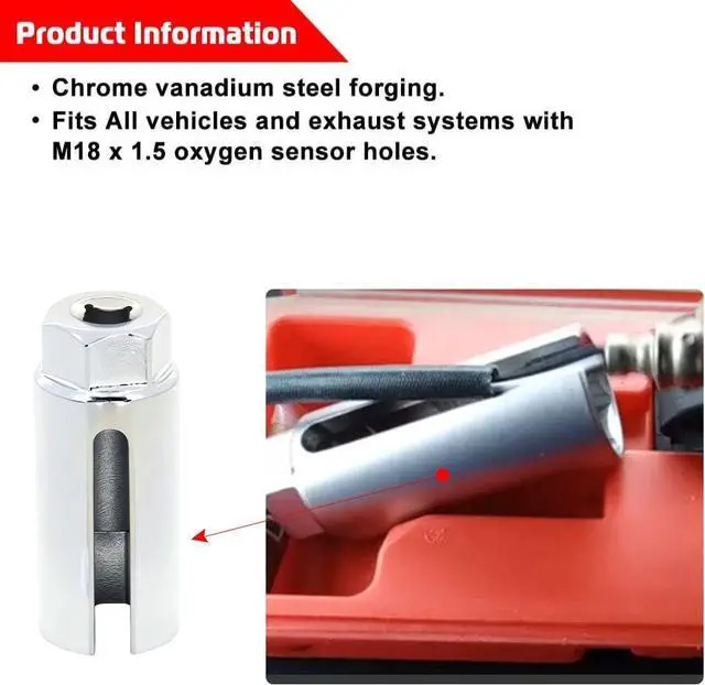 Alt view image 4 of 7 - 5 PCS Automotive O2 Oxygen Sensor Socket Offset 02 sensor Wrench Remover Tool and Thread Chaser Tool