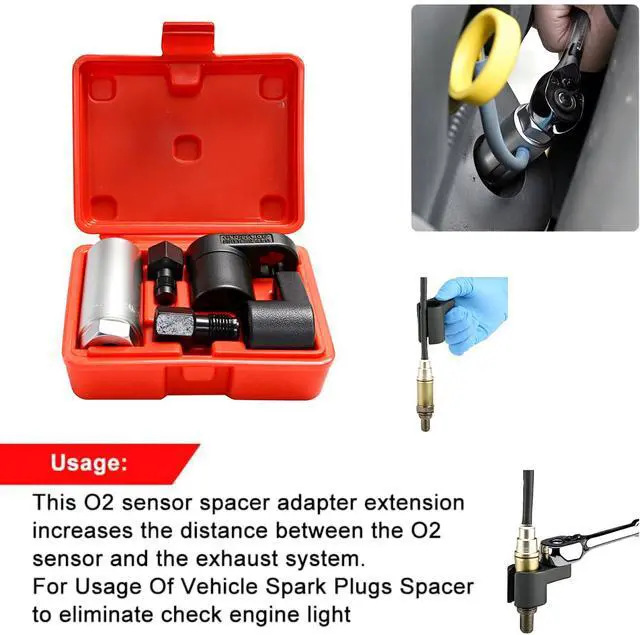 Alt view image 5 of 7 - 5 PCS Automotive O2 Oxygen Sensor Socket Offset 02 sensor Wrench Remover Tool and Thread Chaser Tool