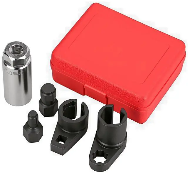 Alt view image 7 of 7 - 5 PCS Automotive O2 Oxygen Sensor Socket Offset 02 sensor Wrench Remover Tool and Thread Chaser Tool