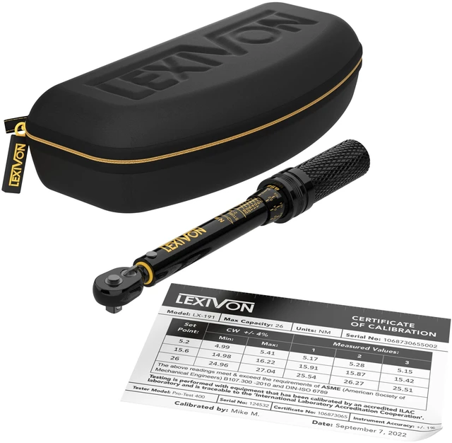Alt view image 7 of 7 - Bike Torque Wrench 1/4-Inch Dr. 15-Piece Kit | 72-Tooth Gear, Dual-Direction Click Type 2~26 Nm / 17.7~230.1 in-lb (LX-191)