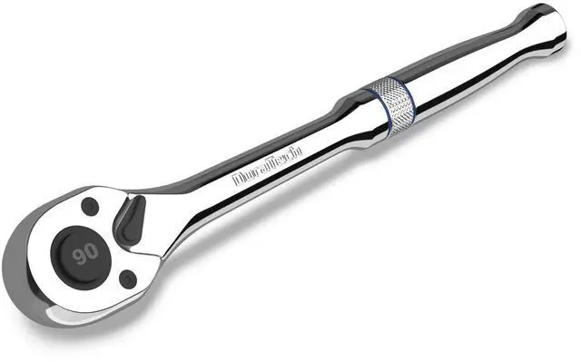 Main image of 3/8-Inch Drive Ratchet, 90-Tooth Quick-Release Ratchet Wrench | Reversible, Cr-V Made, 4° Swing, Full Polished, Professional Socket Wrench for Men Women Stocking Stuffers for Men Women