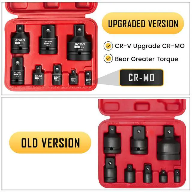Alt view image 2 of 7 - 8 Piece Impact Socket Adapter and Reducer Set, 1/4" 3/8" 1/2" 3/4" Drive Socket Adapter Set with Durable Case for Impact Driver Conversions (Upgraded)